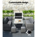 Gardeon 8 Seater Outdoor Dining Set Furniture Lounge Sofa Set Wicker Ottoman