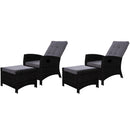 Set of 2 Sun lounge Recliner Chair Wicker Lounger Sofa Day Bed Outdoor Chairs Patio Furniture Garden Cushion Ottoman Gardeon