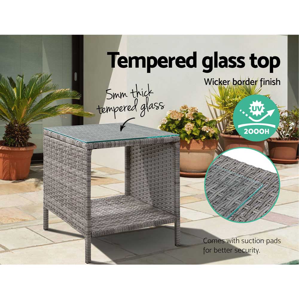 Weather-Resistant Wicker Coffee Side Table, Gardeon