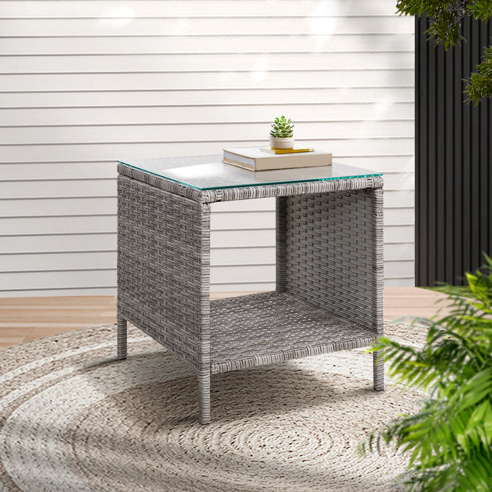 Weather-Resistant Wicker Coffee Side Table, Gardeon