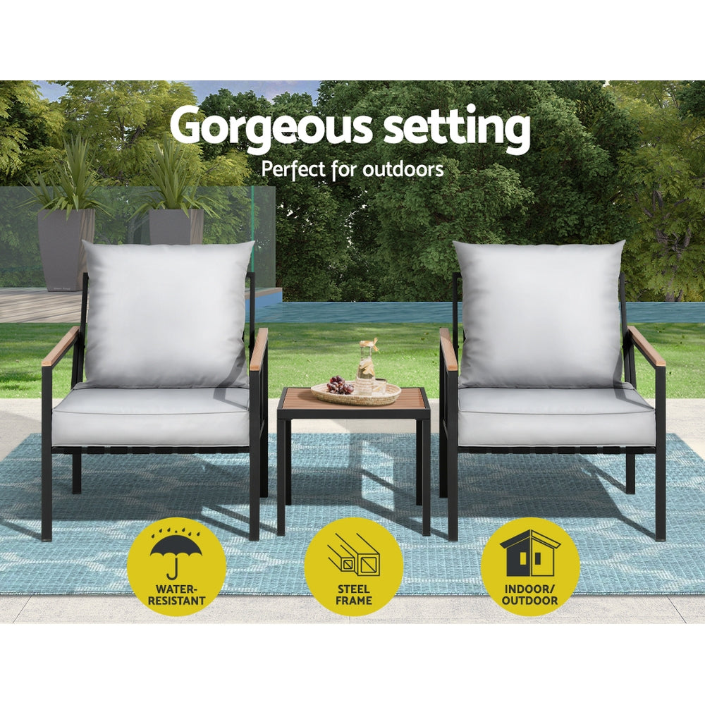 Weather-Resistant 3PC Outdoor Bistro Set - Gardeon