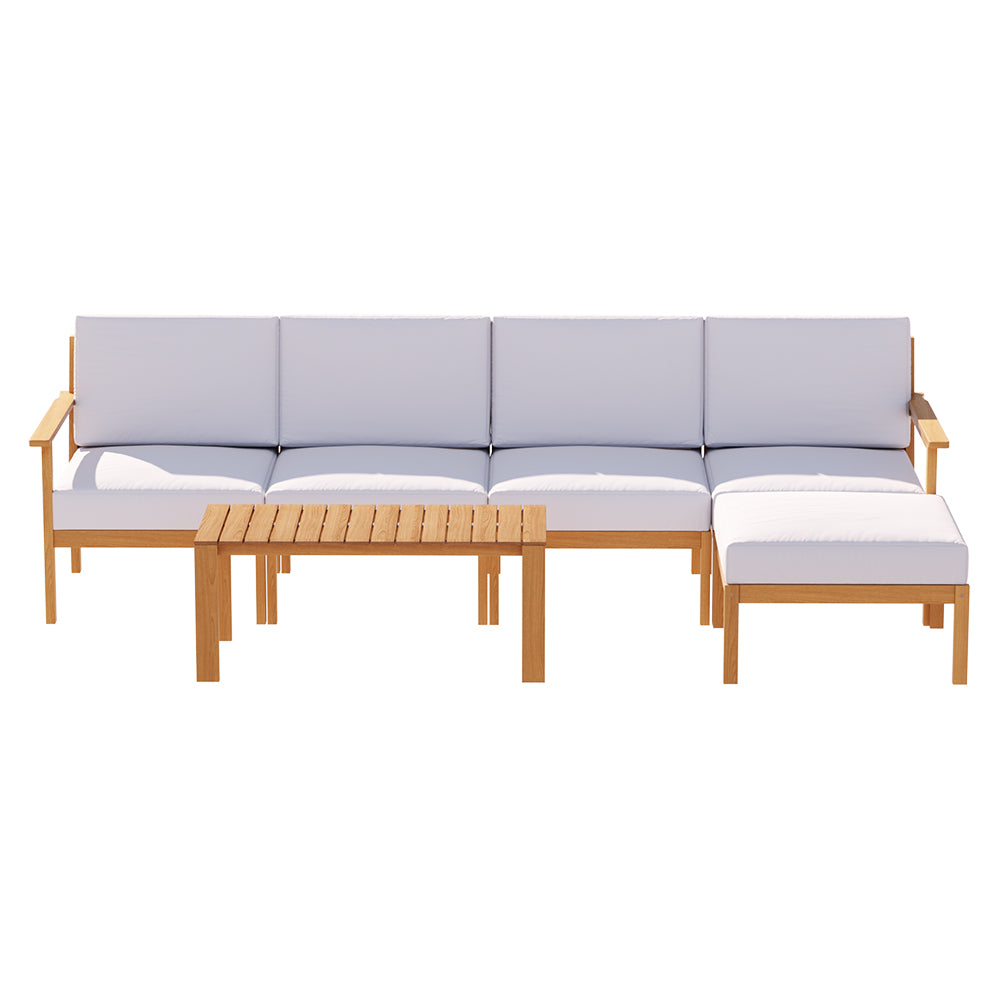 Gardeon 5-Seater Outdoor Sofa Set Wooden Lounge Setting 6PCS