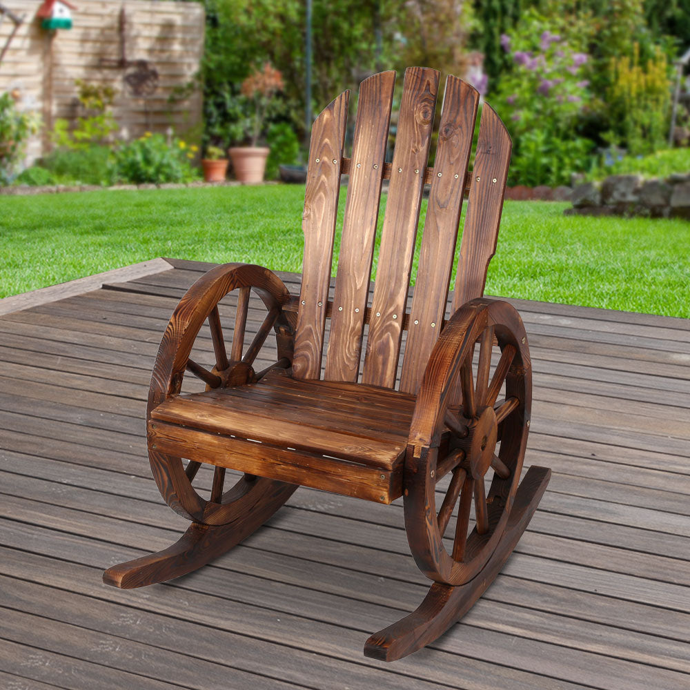 Gardeon Wagon Wheels Rocking Chair Brown