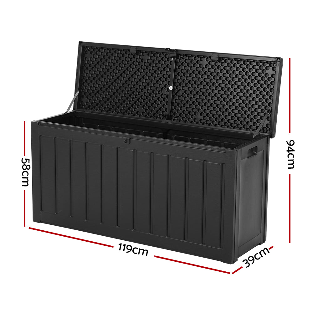 Lockable 240L Outdoor Storage Box, Bench, Black - Gardeon