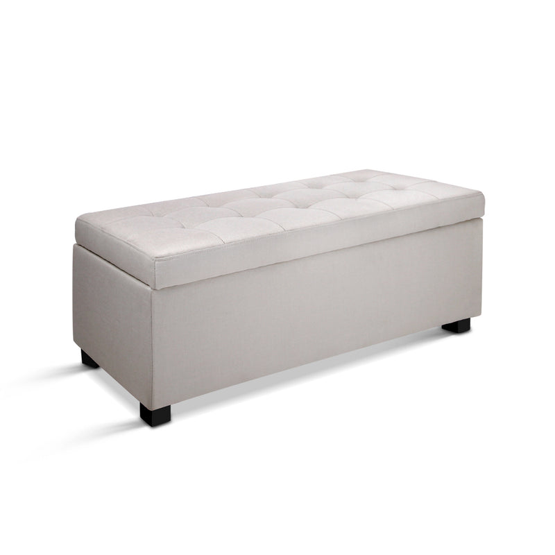 Artiss Large Fabric Storage Ottoman - Beige