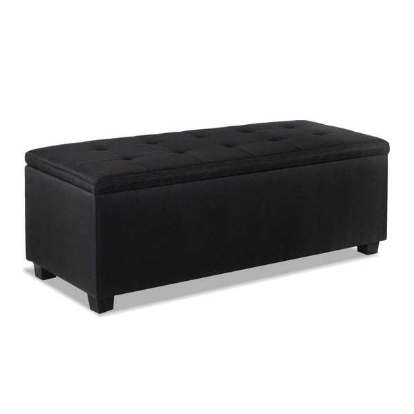 Artiss Storage Ottoman Blanket Box Black Fabric Footstool Chest Couch Seat Toy