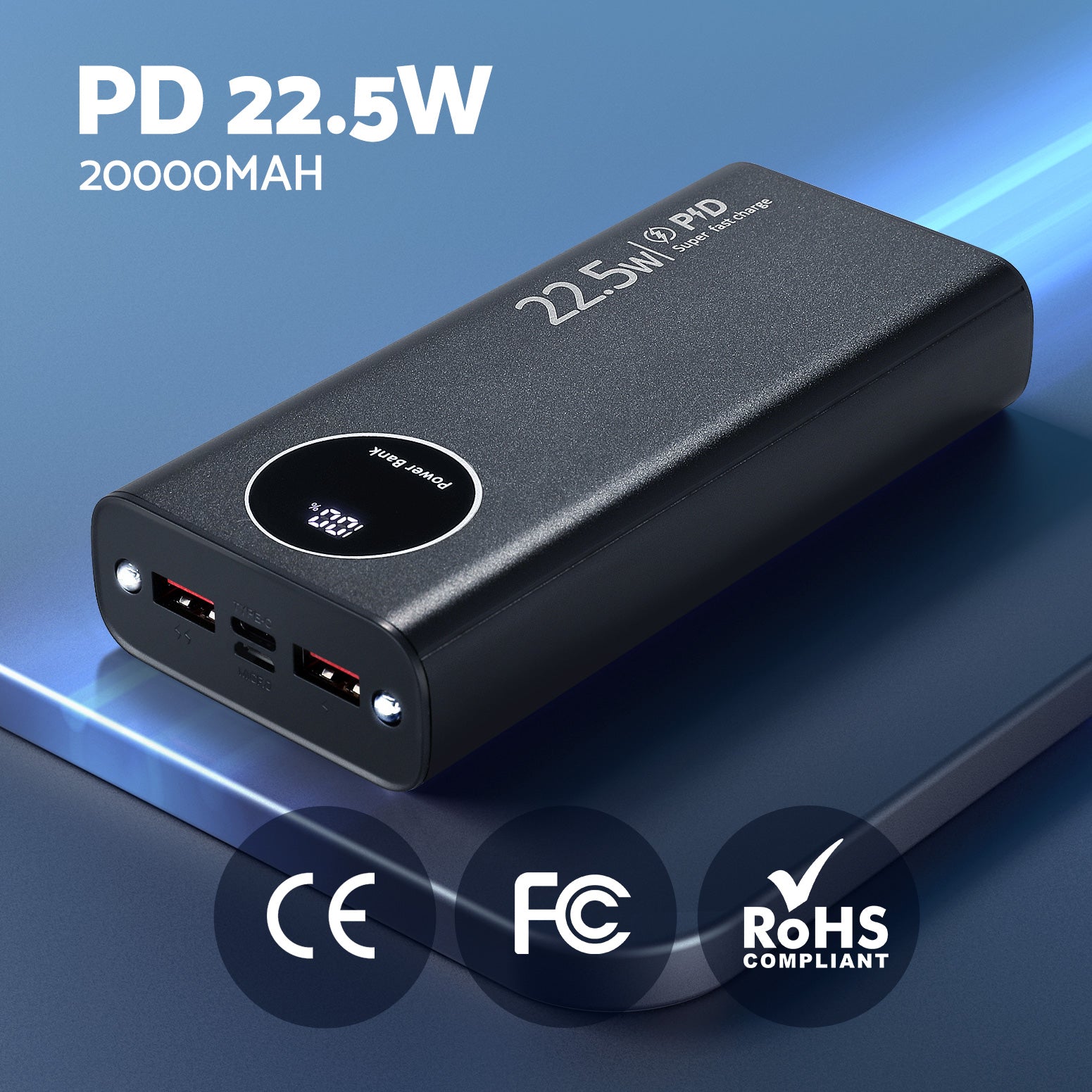 20000mAh Portable Power Bank PD22.5W Quick Charging Fast Charger Phone Battery