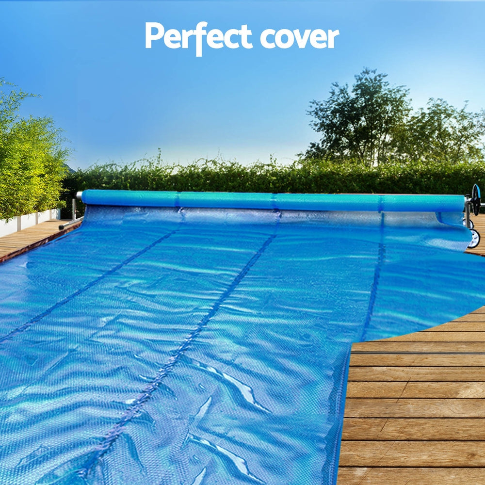 Aquabuddy Pool Cover 11x6.2m 400 Micron Silver Swimming Pool Solar Blanket 6.55m Roller