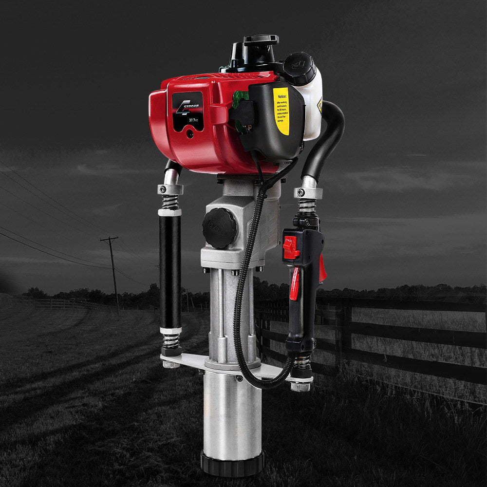 Giantz Petrol Post Driver 4-Stroke Rammer Pile Star Picket Fence Hole Drive Red