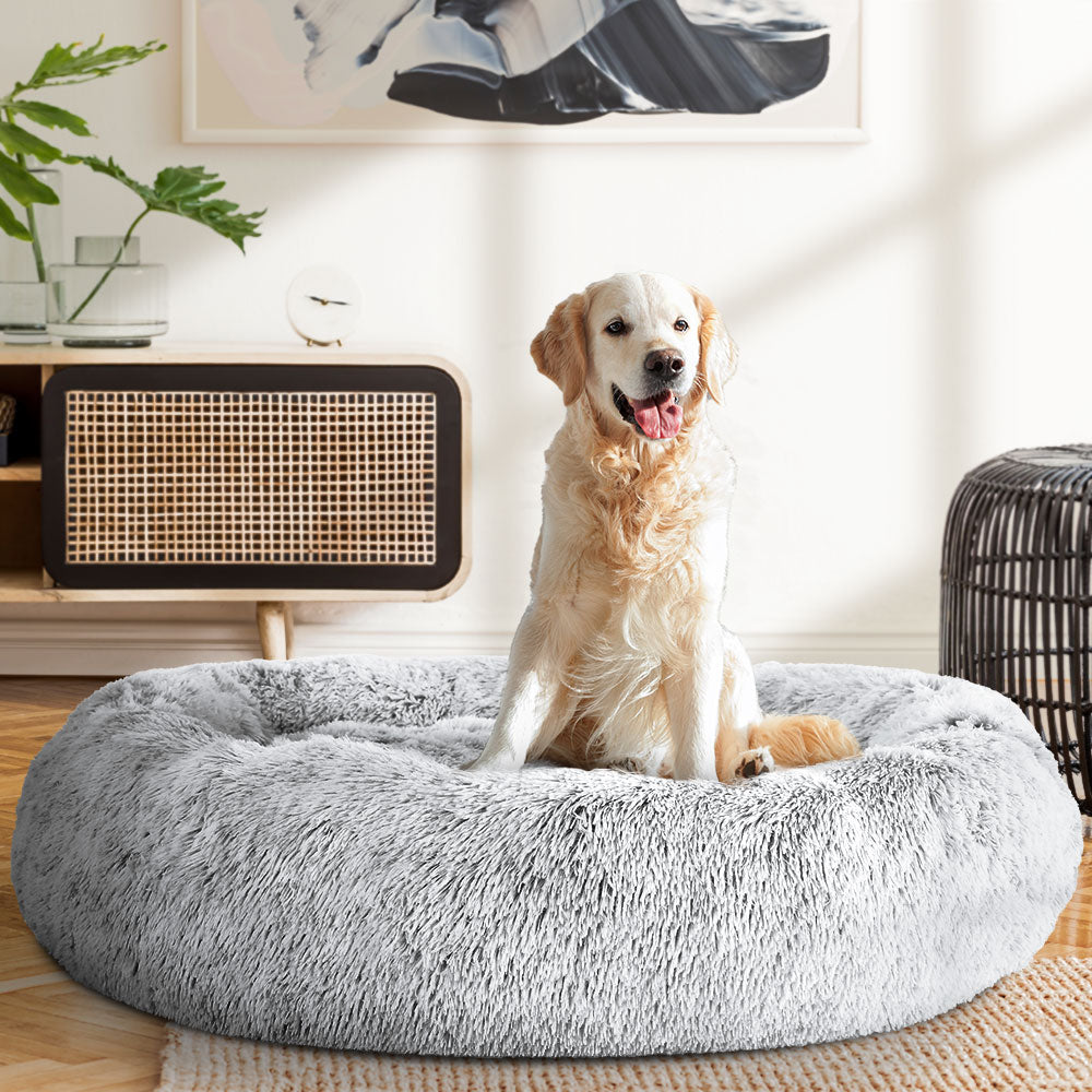 i.Pet Pet Bed Dog Cat 110cm Calming Extra Large Soft Plush Light Charcoal