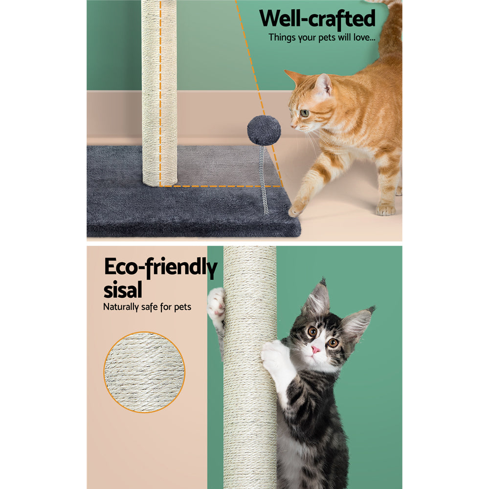 i.Pet Cat Tree 105cm Scratching Post Scratcher Tower Condo House Hanging toys Grey