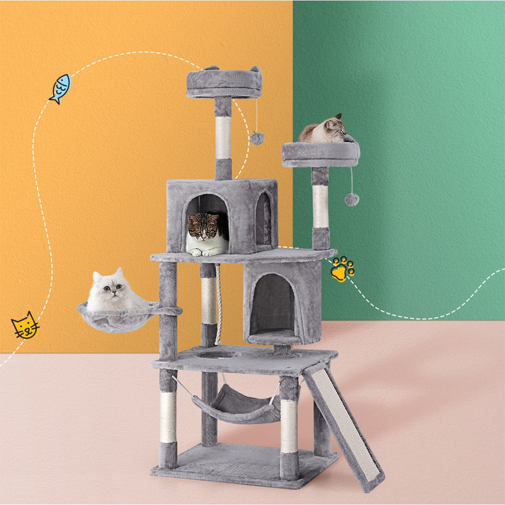 i.Pet Cat Tree Tower Scratching Post Scratcher 161cm Condo House Trees Grey