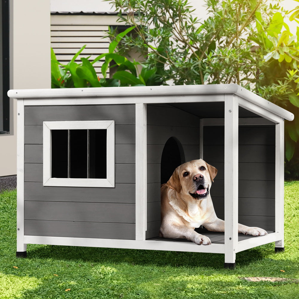 i.Pet Dog Kennel House Large Wooden Outdoor Pet Kennels Indoor Puppy Cabin Log