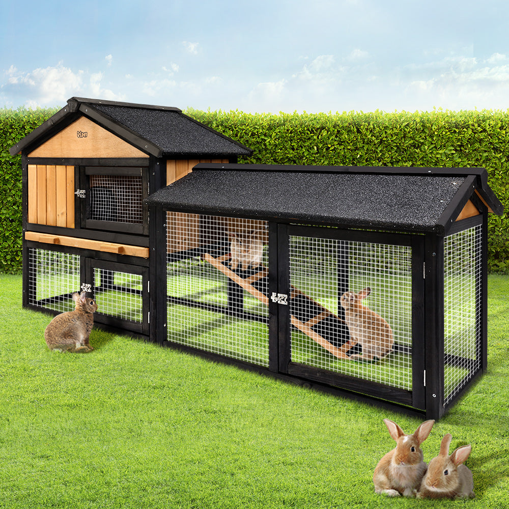 i.Pet Chicken Coop Rabbit Hutch 165cm x 43cm x 86cm Extra Large Run House Cage Wooden Outdoor