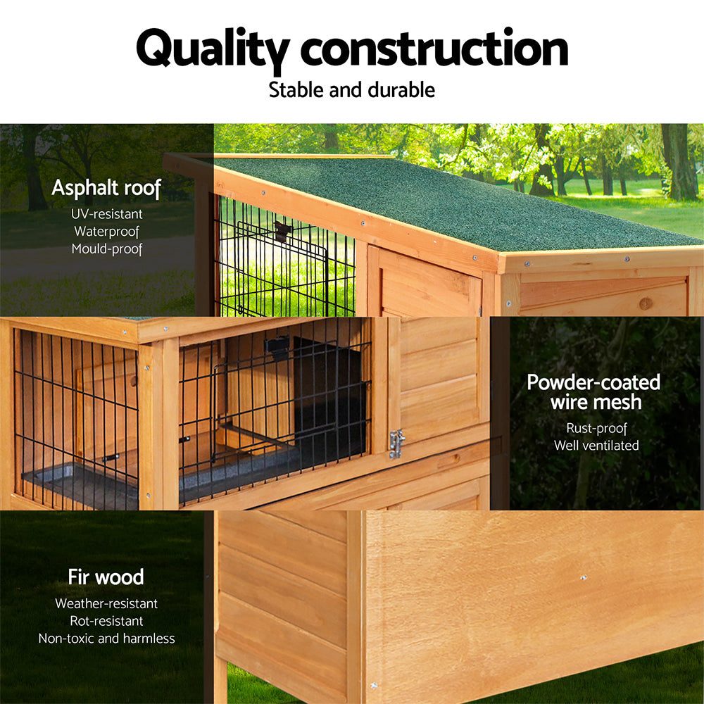 i.Pet Rabbit Hutch 91.5cm x 46cm x 116.5cm Chicken Coop Large House Cage Run Wooden Bunny Outdoor