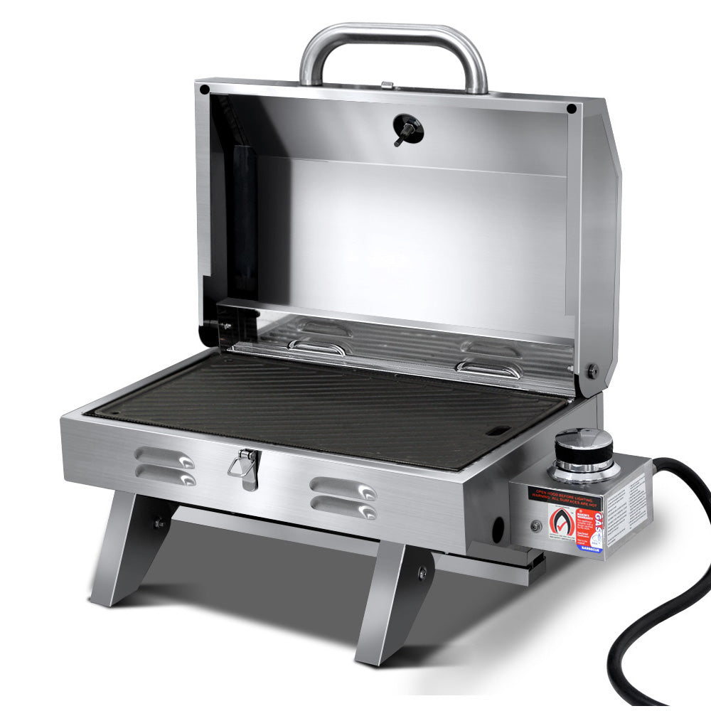 Grillz Portable Gas BBQ Grill with Double Sided Plate