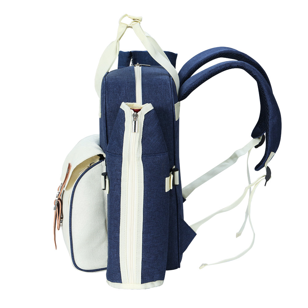 Alfresco 4 Person Picnic Basket Set Backpack Bag Insulated Blue