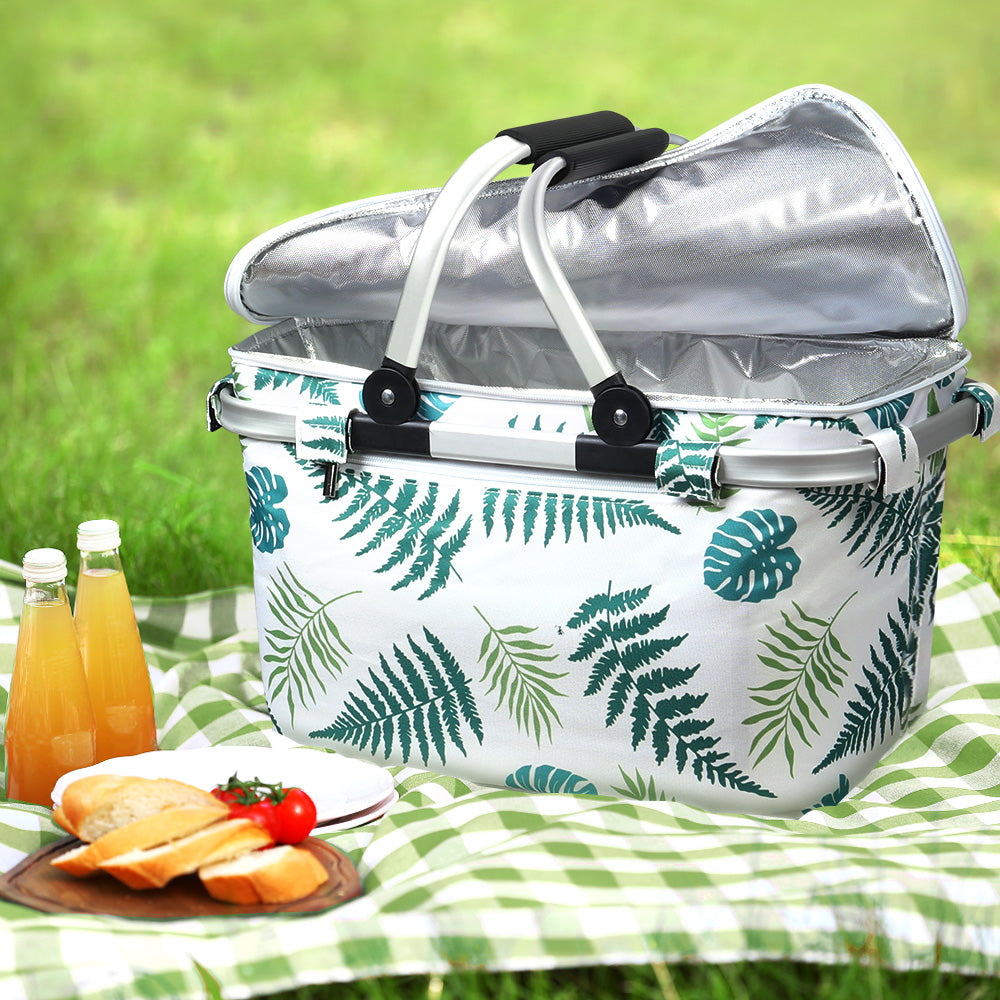 Alfresco Picnic Basket Folding Bag Insulated Hamper Food Cover Storage