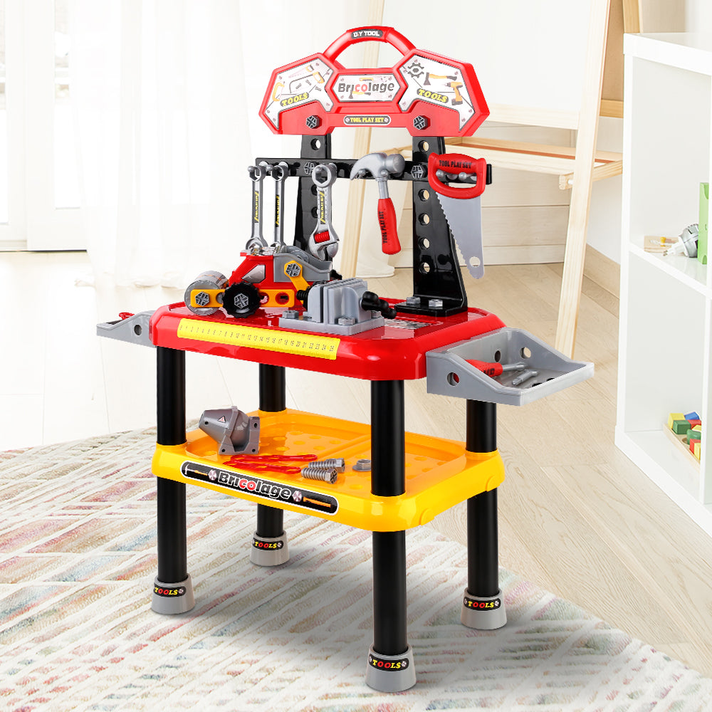 Keezi Kids Pretend Workbench DIY Tools 97 Piece Children Role Play Toys Red