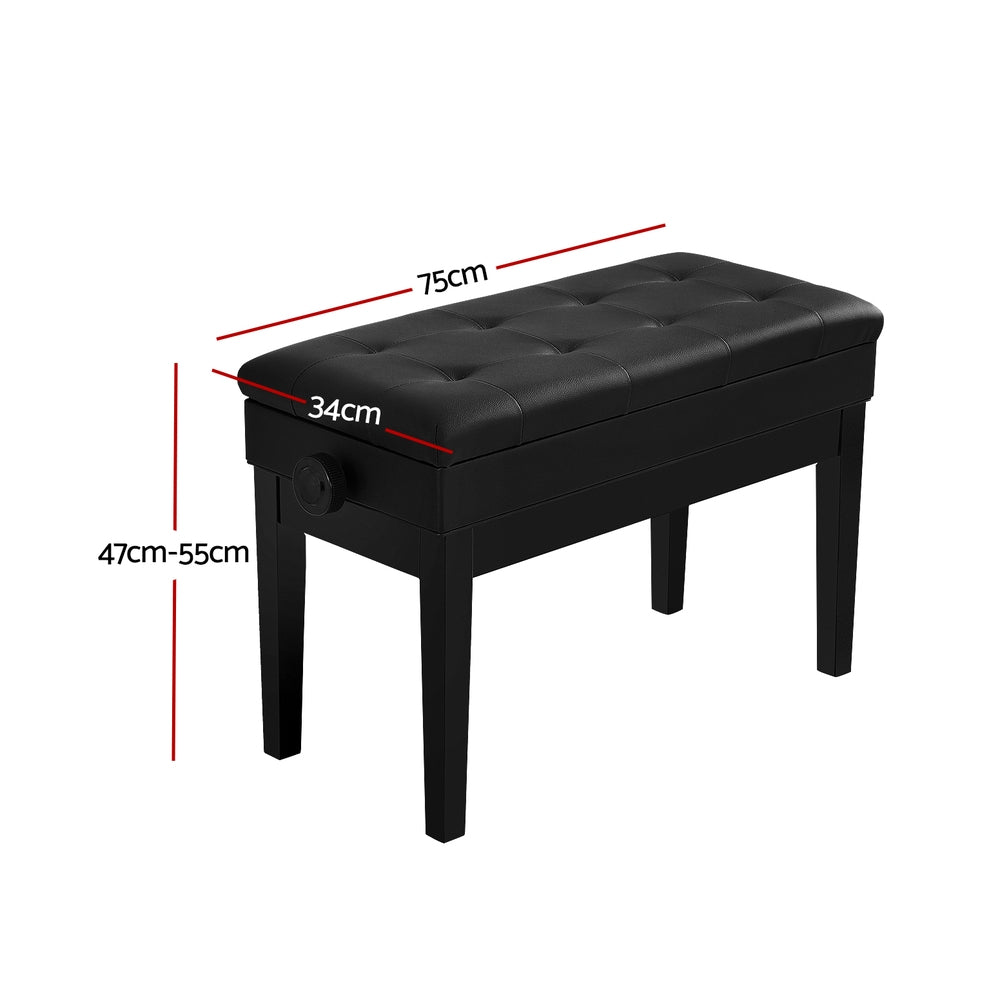 Alpha Piano Bench Stool Adjustable Height Keyboard Seat