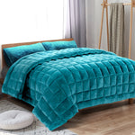 Thermo-Regulating Faux Mink Quilt Set - King, Blue | Giselle Bedding