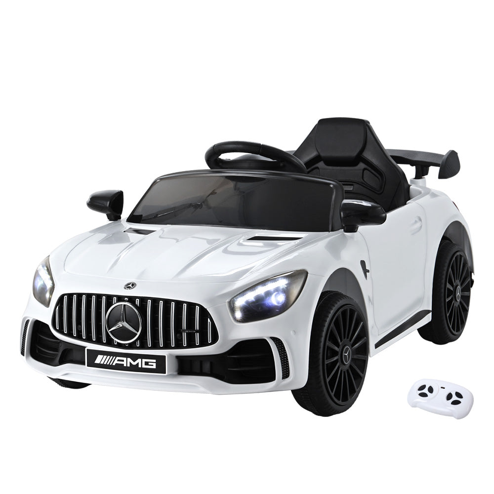 Kids Electric Ride On Car Mercedes-Benz AMG GTR Licensed Toy Cars Remote White