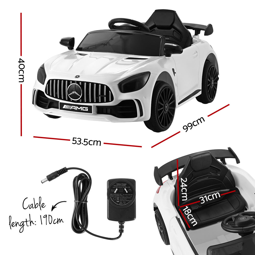 Kids Electric Ride On Car Mercedes-Benz AMG GTR Licensed Toy Cars Remote White