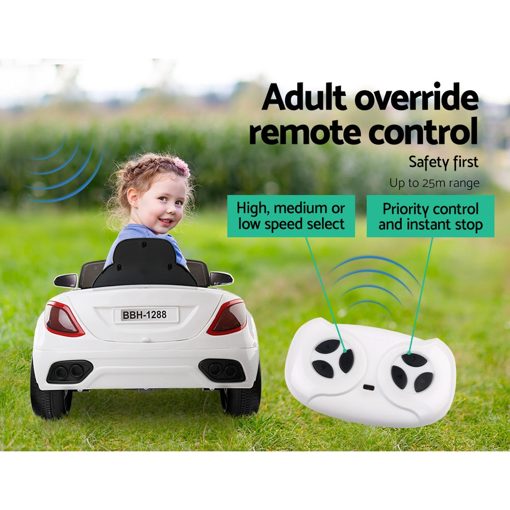 Rigo Kids Electric Ride On Car Cars Music Headlight Remote Control 12V White