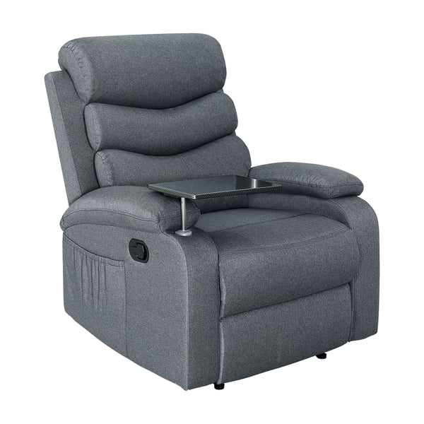 Artiss Recliner Chair Lounge Sofa Armchair Chairs Couch Fabric Grey Tray Table