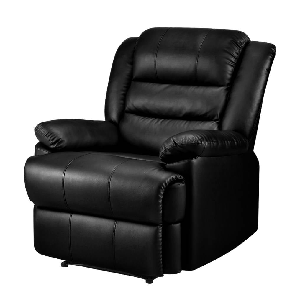 Artiss Recliner Chair Leather Black Cissy