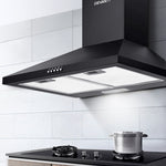 High Suction Black 600mm Range Hood with LED Lights Devanti