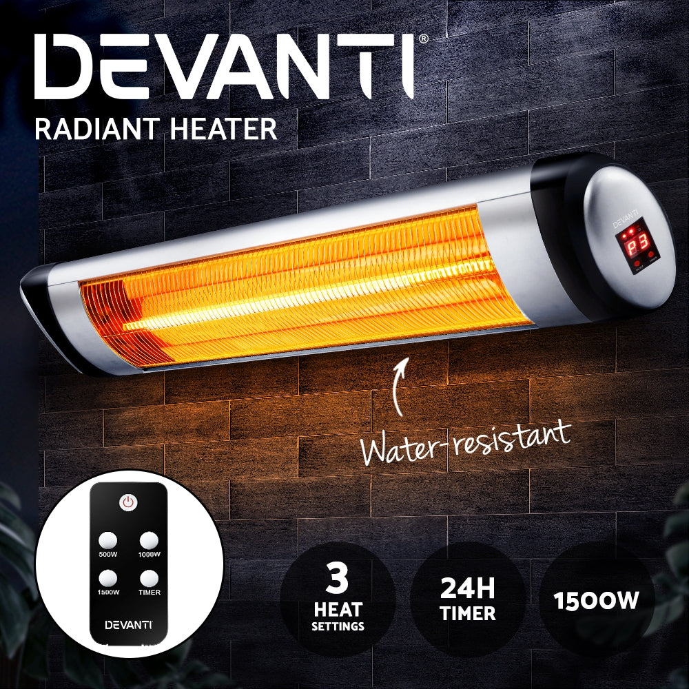 Devanti Electric Strip Heater Radiant Heaters 1500W