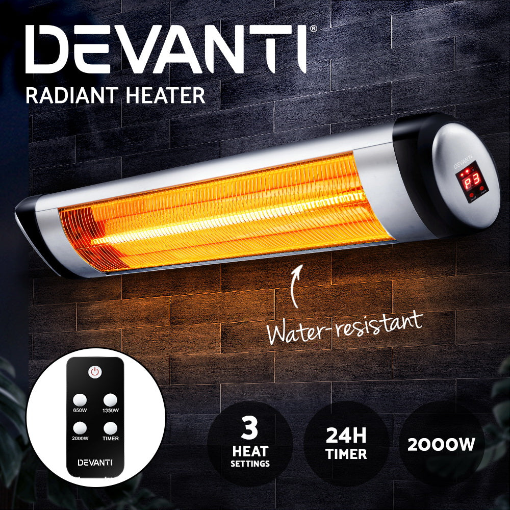 Devanti Electric Strip Heater Radiant Heaters 2000W