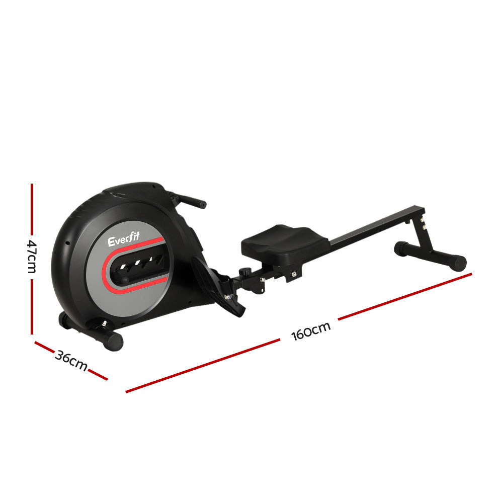 4 Resistance Levels Rowing Machine, Steel Glide - Everfit