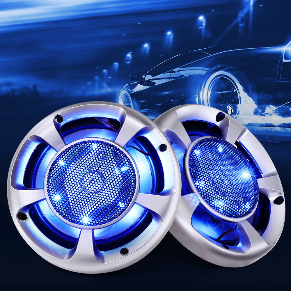 500W 3-Way LED Light Car Speakers 2-Piece Set - Giantz