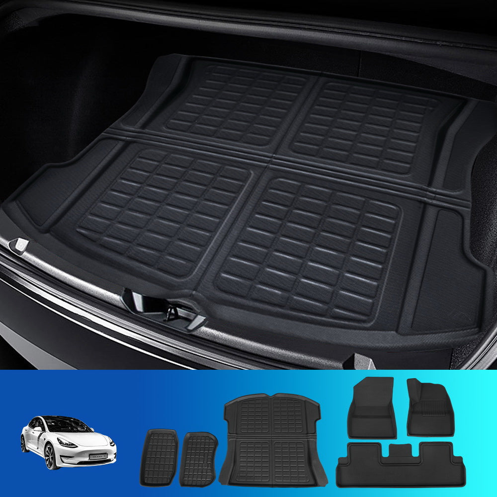 Custom Fit Rubber Car Mats Set for Tesla Model 3 - Weisshorn