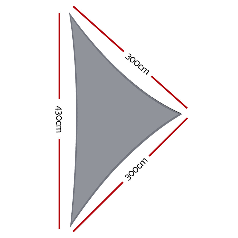 280GSM UV Block Triangle Shade Sail - 3x3x4.3m Grey Instahut