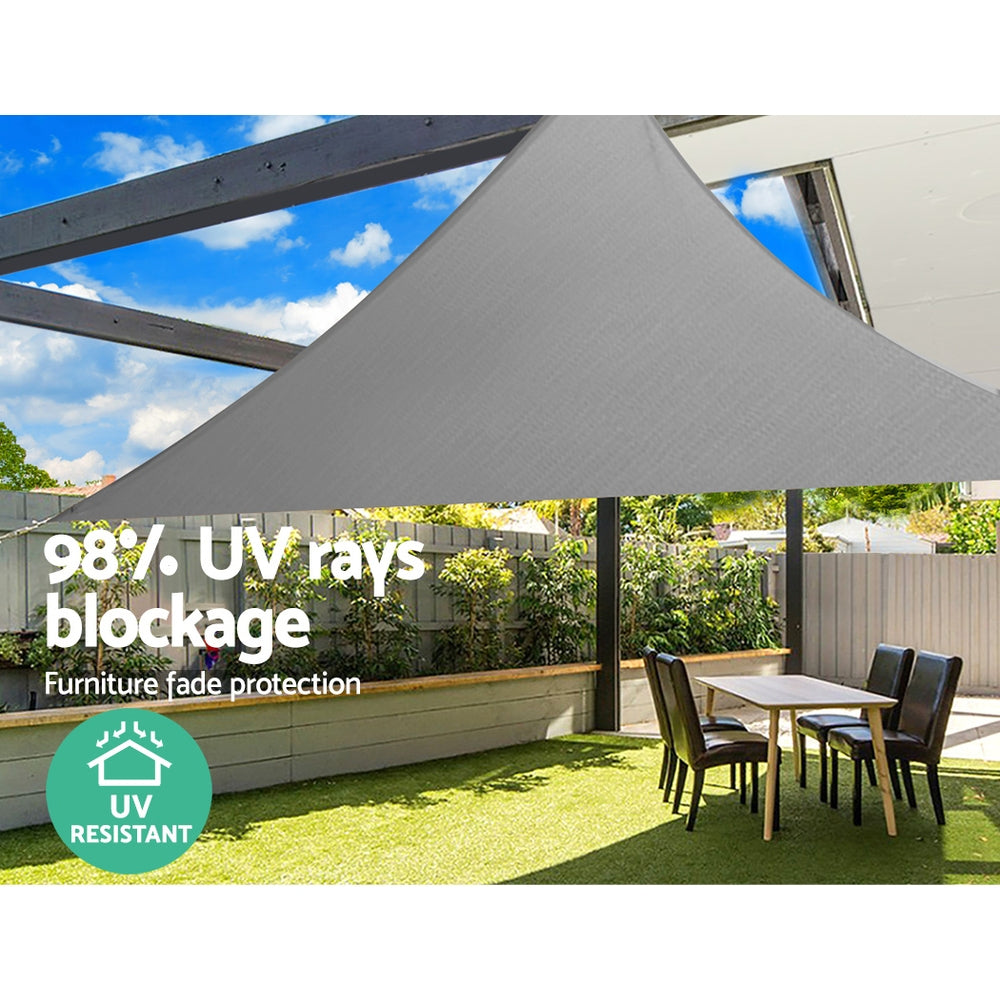 280GSM UV Block Triangle Shade Sail - 3x3x4.3m Grey Instahut