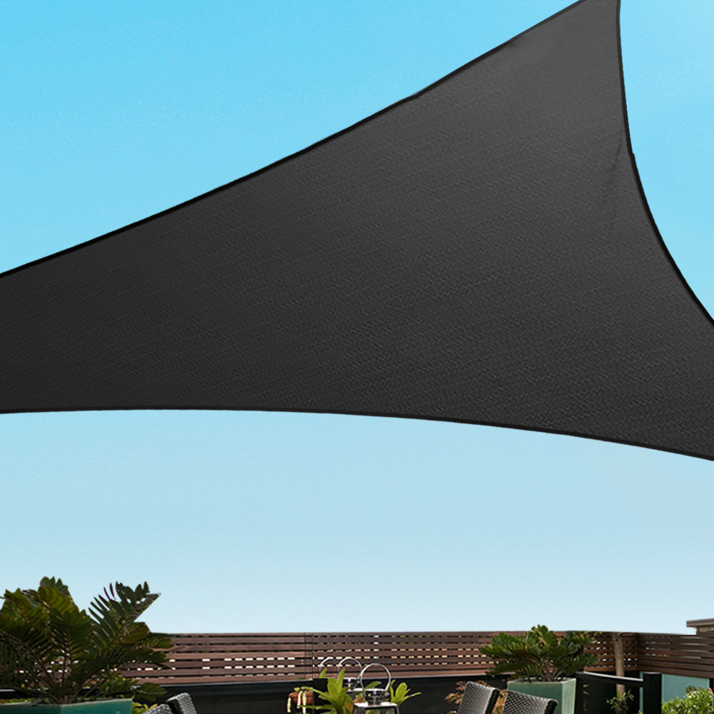 Instahut Shade Sail 5x5x5m Triangle 280GSM 98% Black Shade Cloth