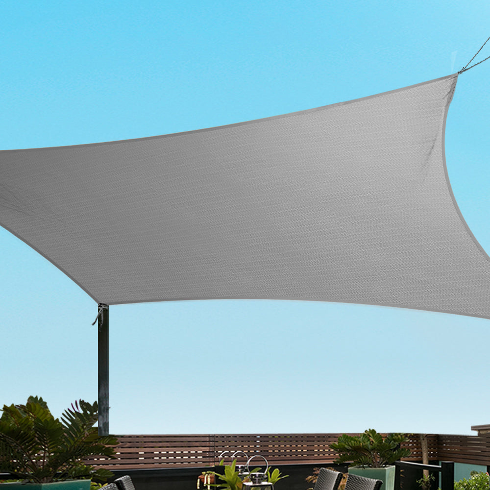 Instahut Shade Sail 5x6m Rectangle 280GSM 98% Grey Shade Cloth