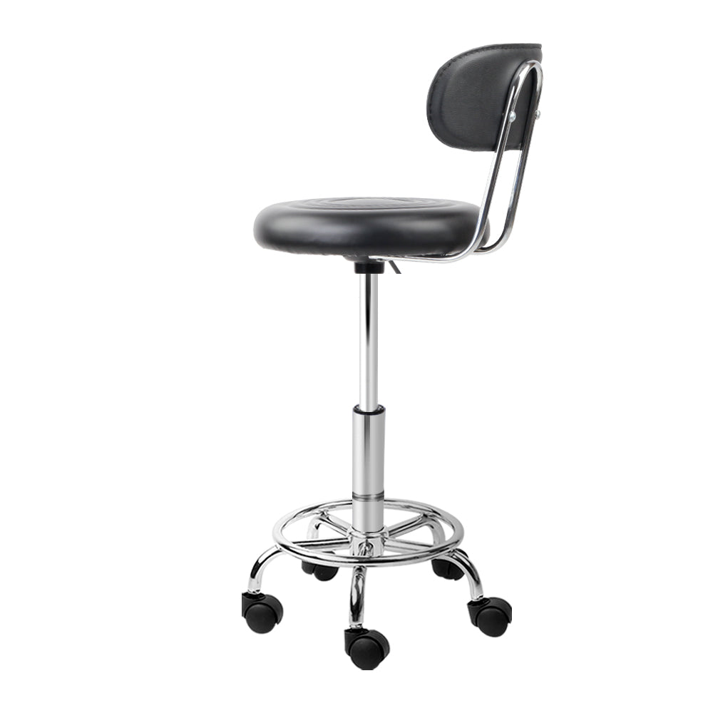 Artiss 2x Salon Stool Swivel Chair Backrest Black
