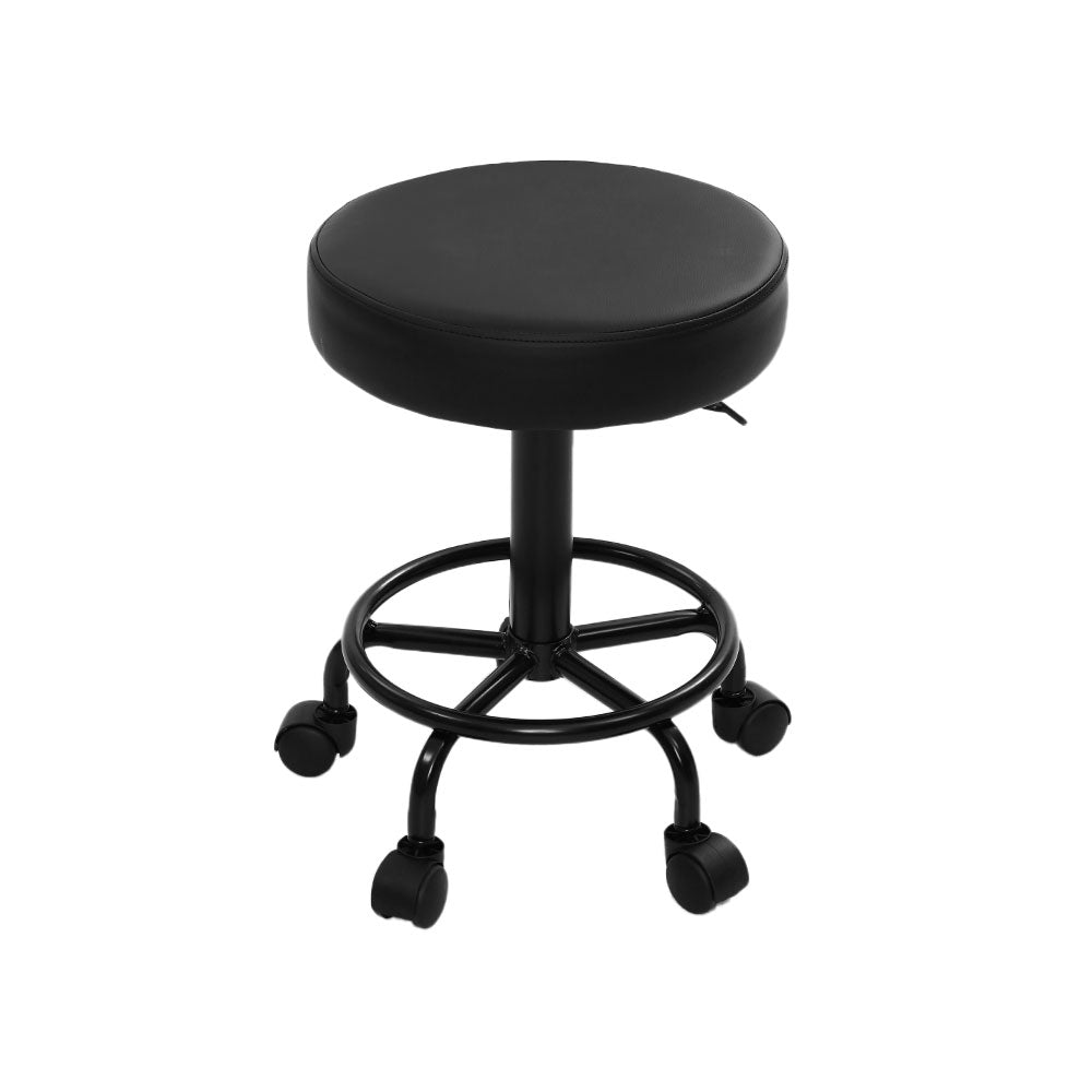 White Saddle Salon Stools, Swivel, Adjustable - Artiss