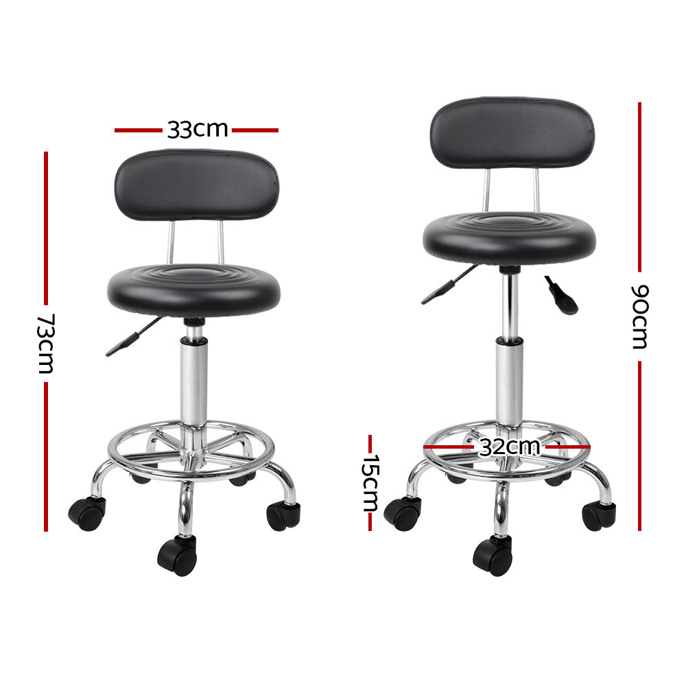 Adjustable Swivel Salon Stools, PU Leather, 2-Pack - Artiss