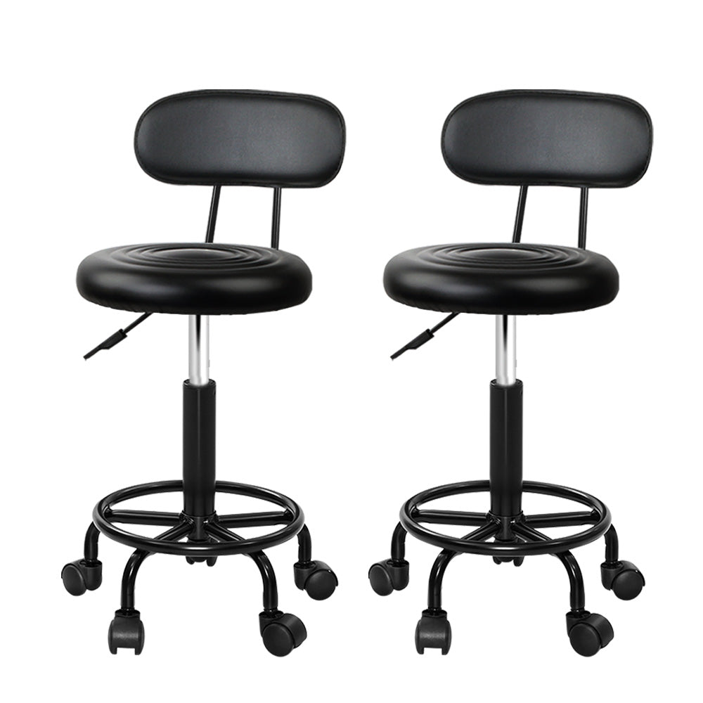 Artiss 2x Salon Stool Round Swivel Chair White
