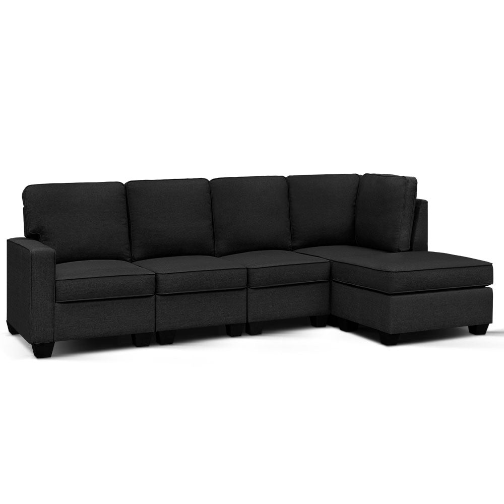 Artiss Modular Sofa Chaise Set 5-seater Dark Grey