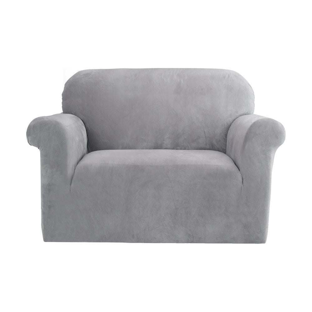Artiss Sofa Cover Couch Covers 1 Seater Velvet Grey