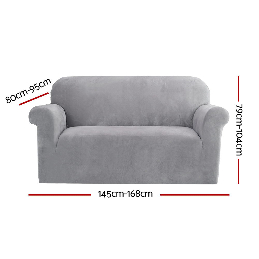 Artiss Sofa Cover Couch Covers 2 Seater Velvet Grey
