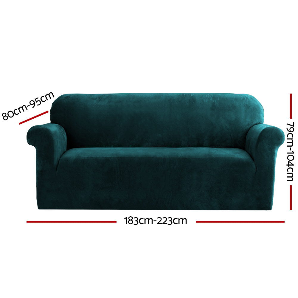 Artiss Sofa Cover Couch Covers 3 Seater Velvet Agate Green