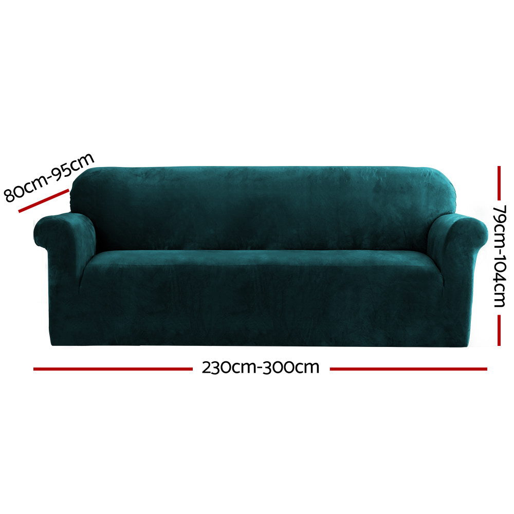 Artiss Sofa Cover Couch Covers 4 Seater Velvet Agate Green