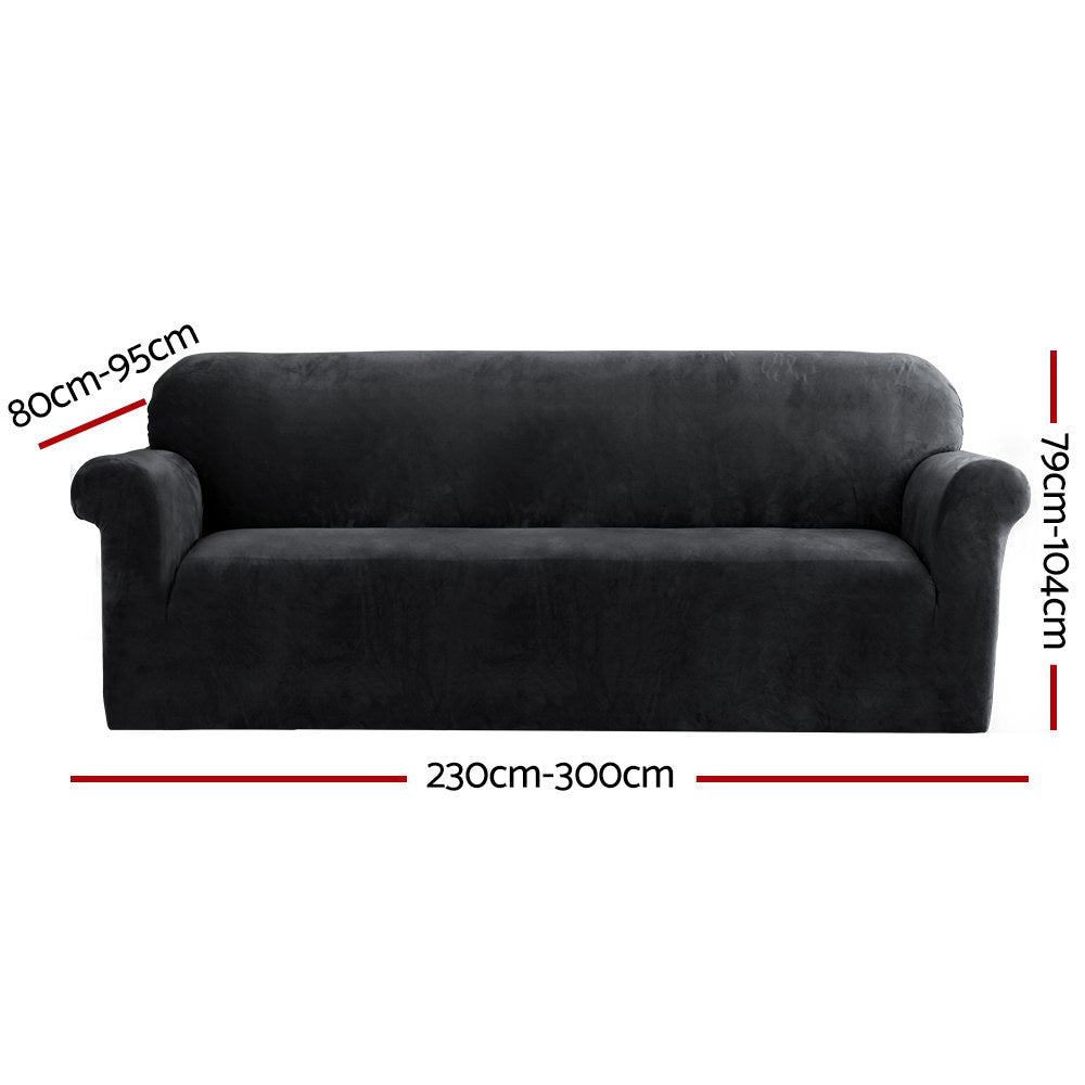 Artiss Sofa Cover Couch Covers 4 Seater Velvet Black